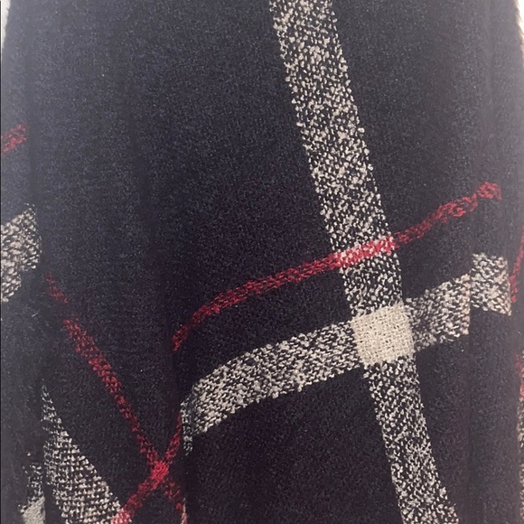 Navy Poncho w red and white design - Picture 2 of 3